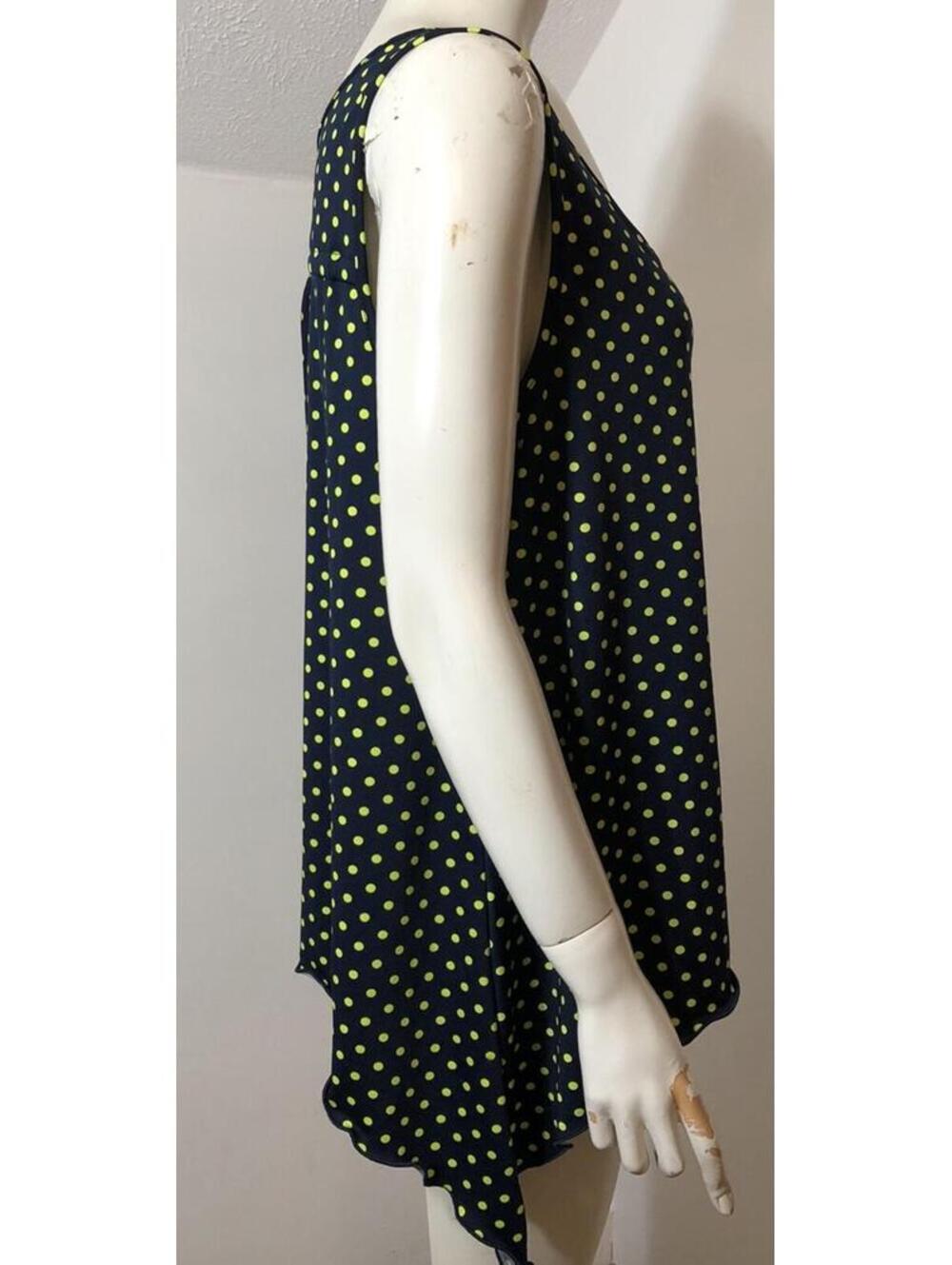 Robert Louis New Womens Large Tank Top Navy Lime Polka Dot Drawstring Back - Picture 3 of 8